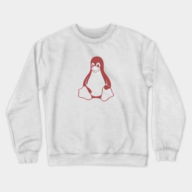 Linux 3D Tux - Red Crewneck Sweatshirt by MacJoris